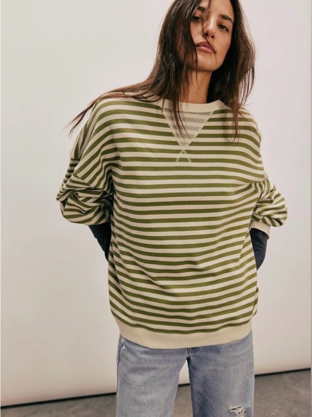 NWT Free People Classic Crewneck colorblock sweatshirt sz medium
